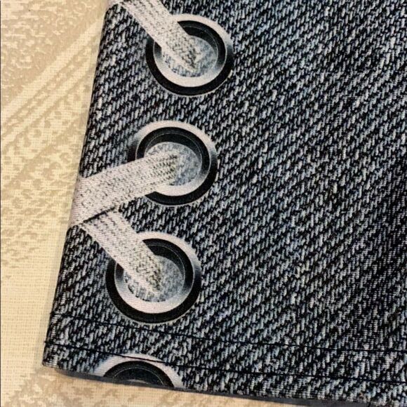 Terez Little Girls Denim Side Laces Print Leggings - Picture 2 of 5